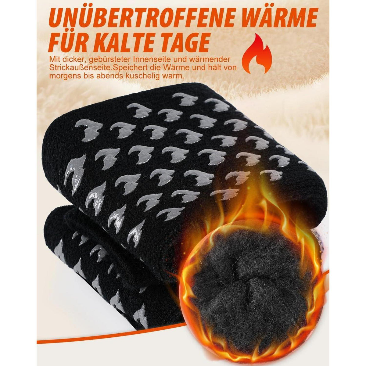 Warme Stoppersocken Herren mit rutschfester Sohle, Größen 39-50