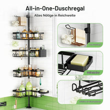 Teleskop Duschablage ohne Bohren – Höhenverstellbares Badregal Schwarz