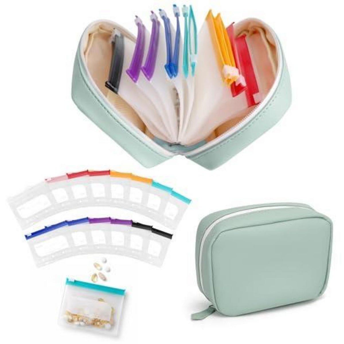Pillen Organizer Tasche A8 – Wasserdicht für 7-14 Tage (Grün)