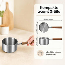 Edelstahl Mini Topf mit Holzgriff & Ausgießer 250ml