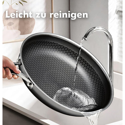 3-tlg. Edelstahl Pfannenset 20/24/28cm Antihaftbeschichtung