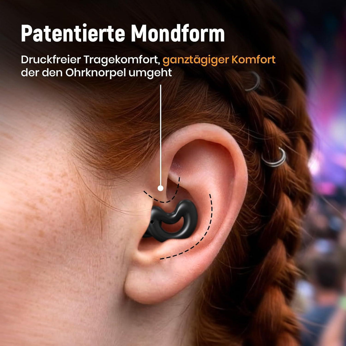 Konzert-Ohrstöpsel mit 22 dB Geräuschreduzierung – Schwarz