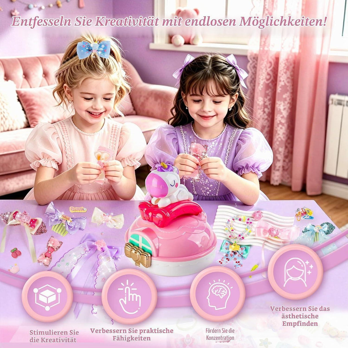 Haarschleifen Bastelset Mädchen – DIY Haarschmuck Set