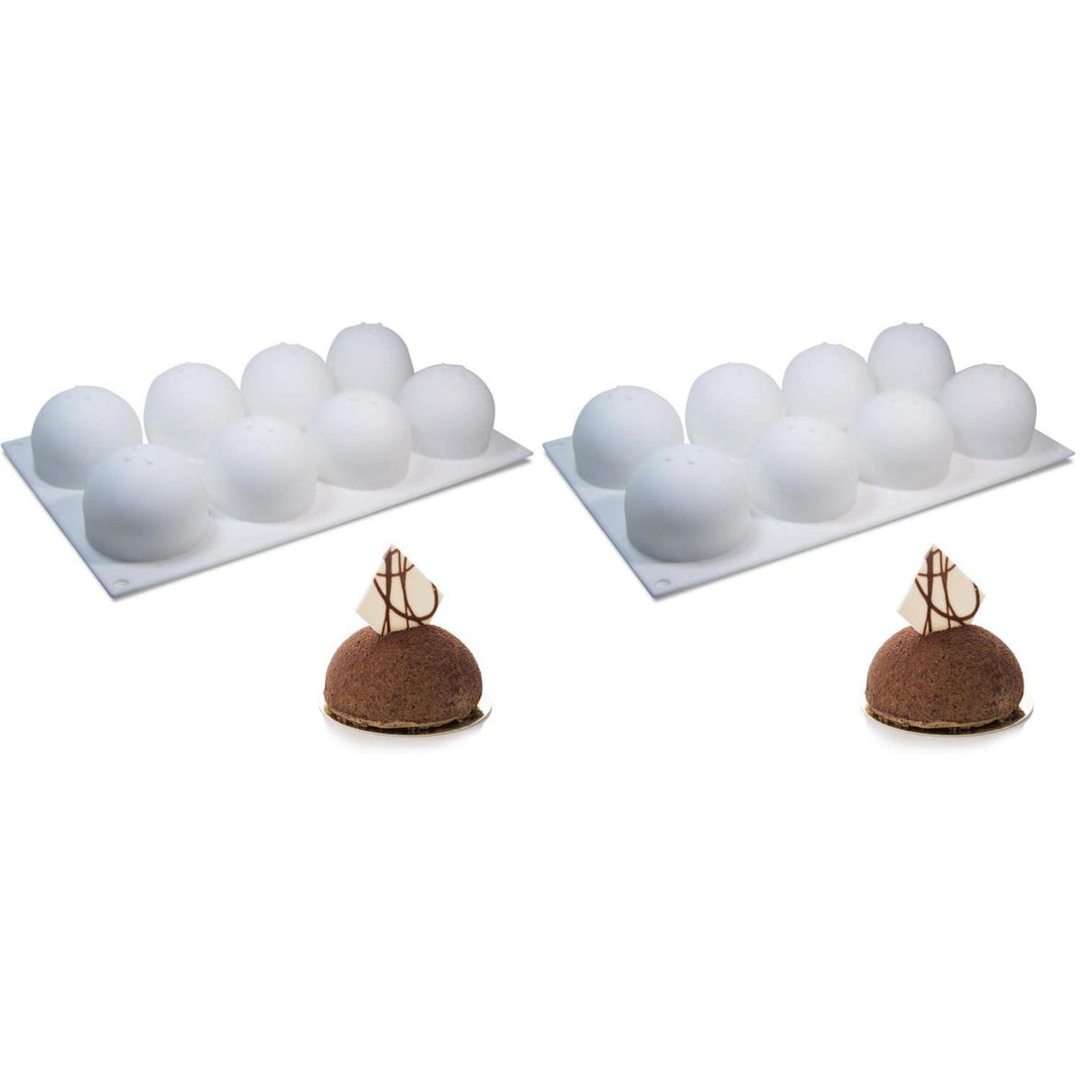 Silikon Kugelform 8 Hohlräume - Für Schokolade, Gelee & Co. (2er Pack)