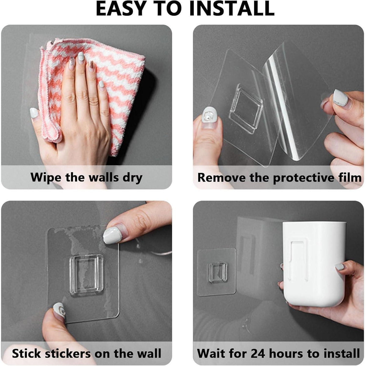 2x Zahnbürstenhalter Wand ohne Bohren | Bad Organizer Weiß