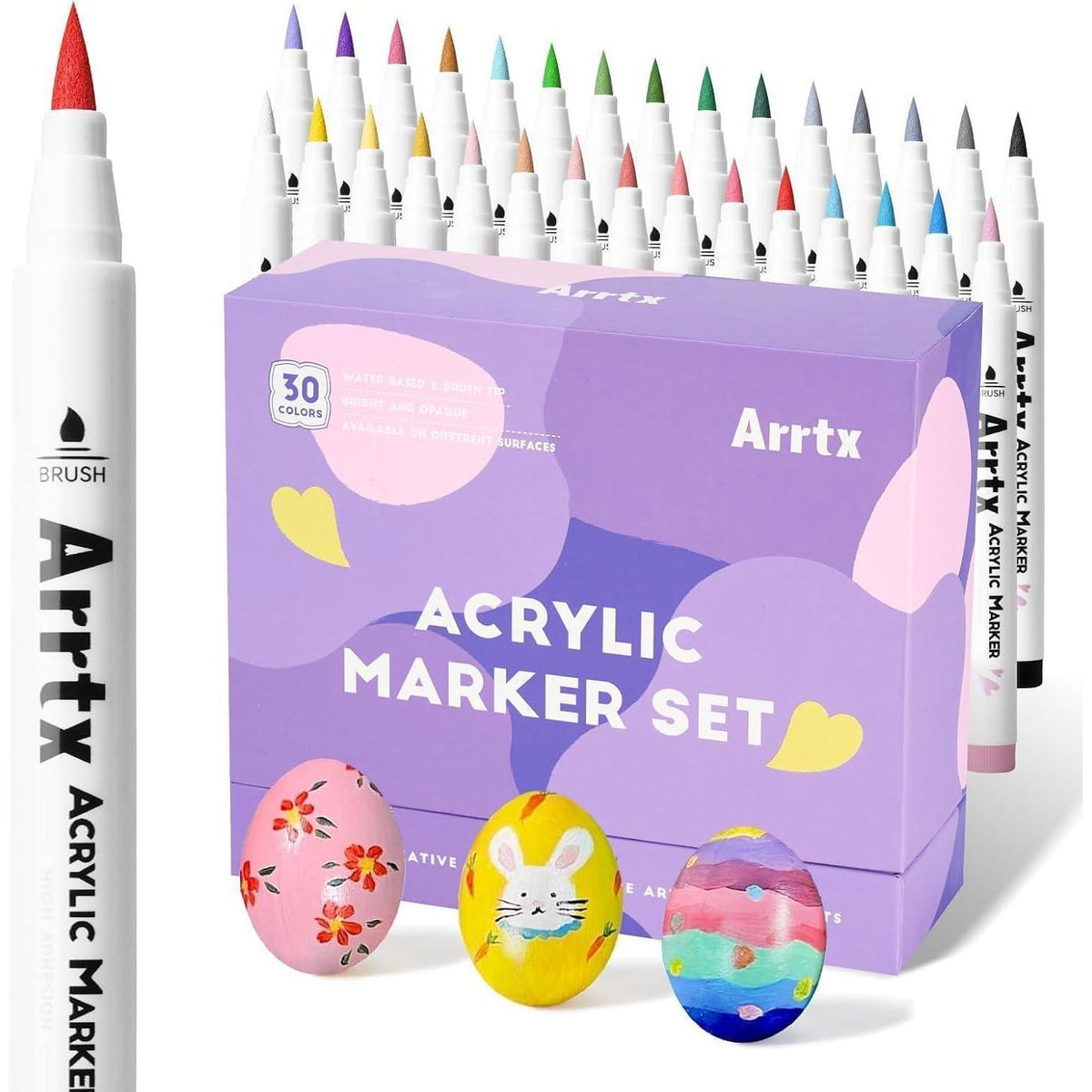 Acrylstifte Set 30 Farben – Pinselspitzen für Steine, Keramik & mehr