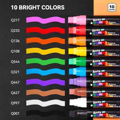 Acryl Marker Set 10 Jumbo Farben – Filzspitze für DIY & Felsmalerei