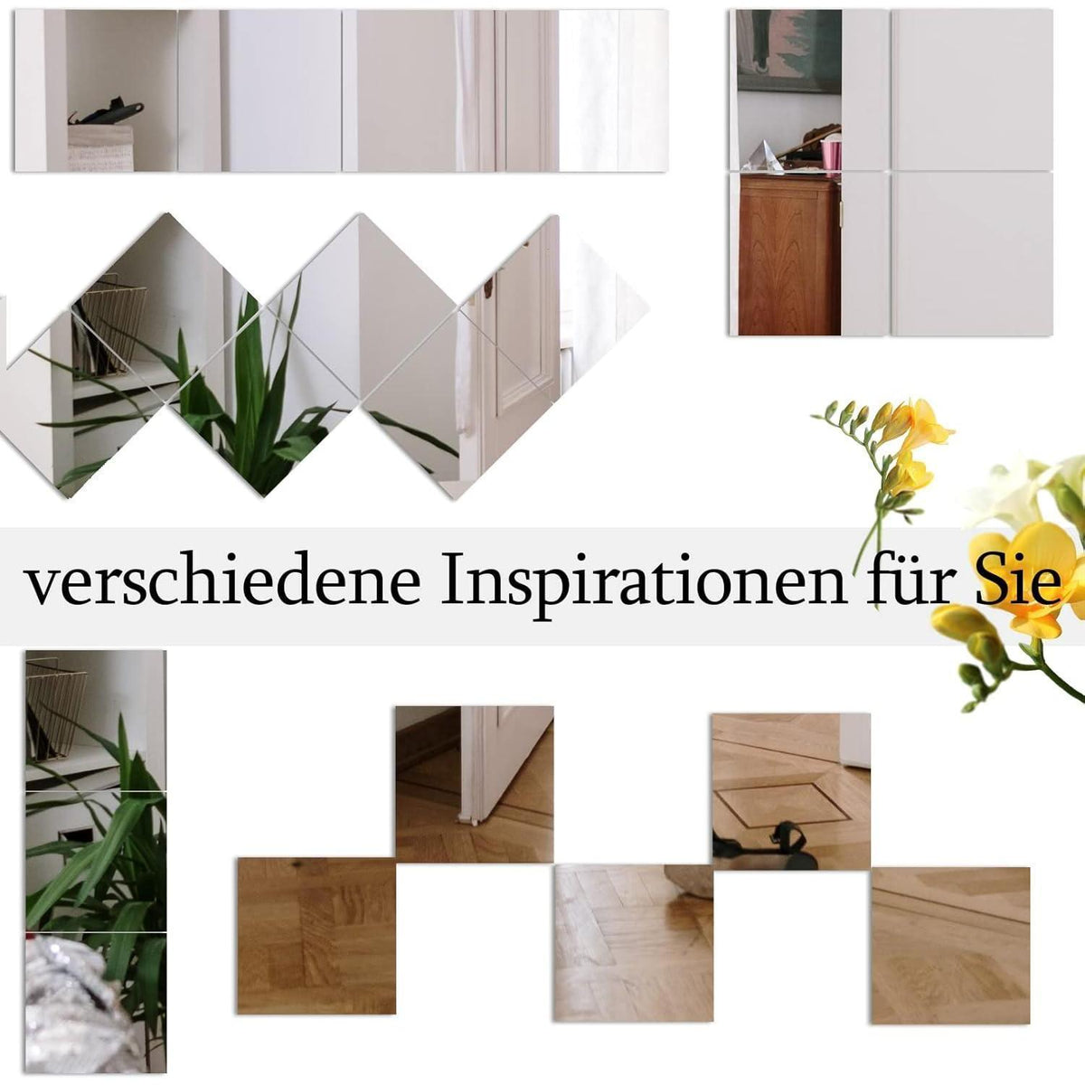 Klebespiegel Set 30x30cm - DIY Wandspiegel für Küche & Bad