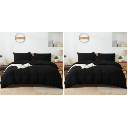 Baumwoll Bettwäsche Set Schwarz 135x200 cm - 2tlg.