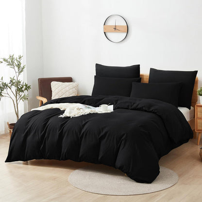 Baumwoll Bettwäsche Set Schwarz 135x200 cm - 2tlg.