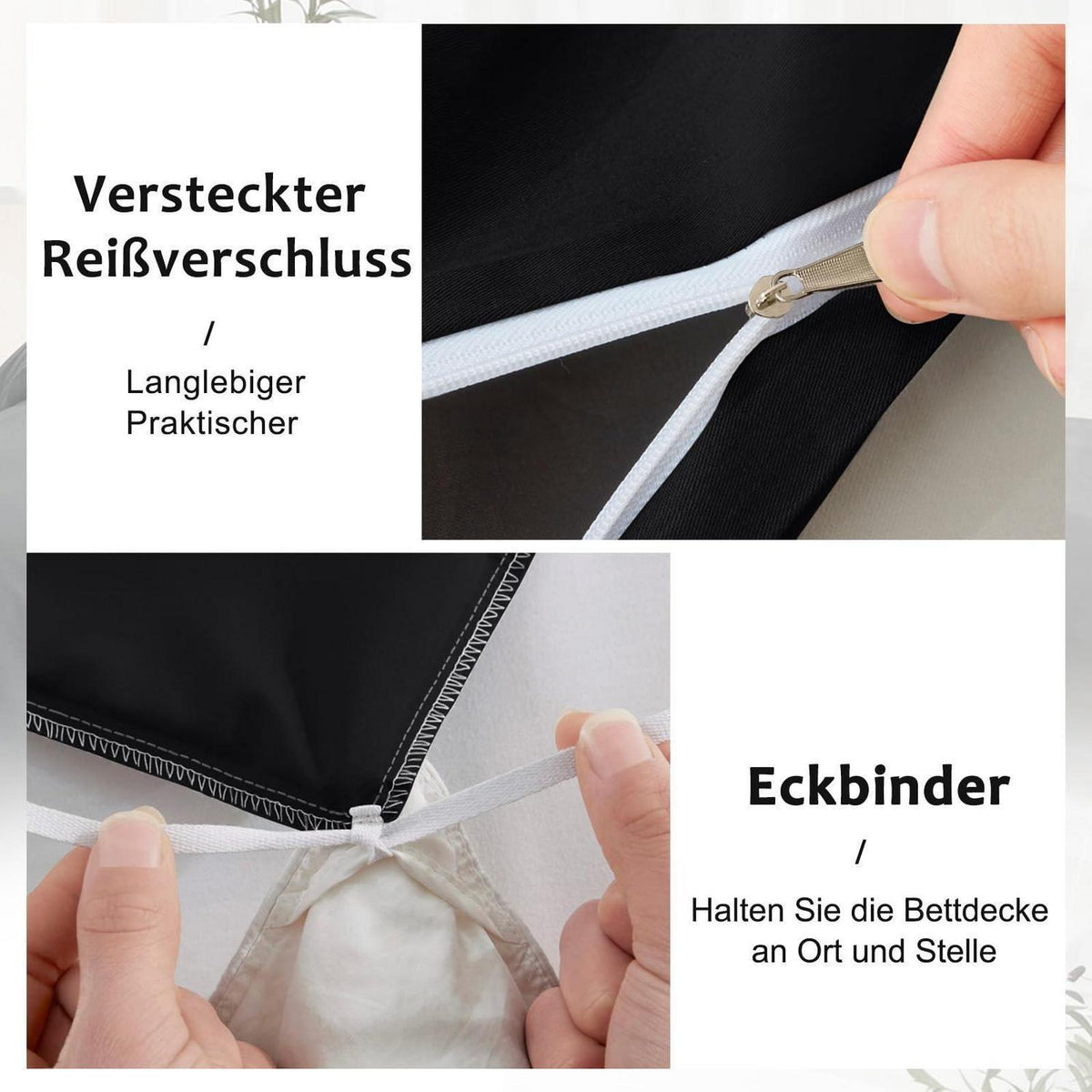 Baumwoll Bettwäsche Set Schwarz 135x200 cm - 2tlg.