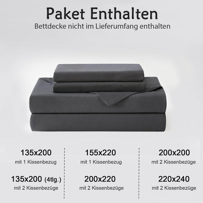 Baumwoll Bettwäsche Set Schwarz 135x200 cm - 2tlg.