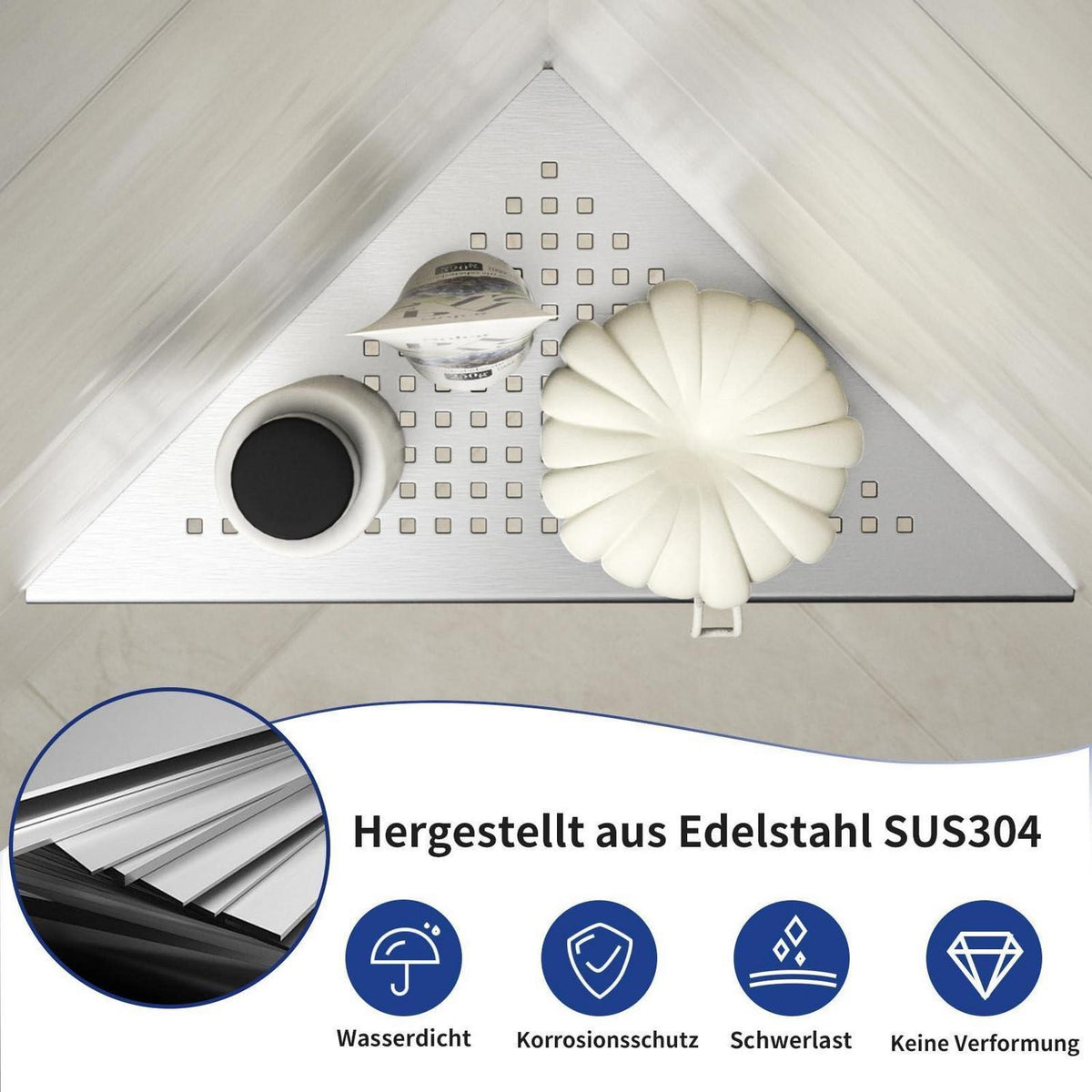 Edelstahl Eckregal Duschablage 2er-Set, 254mm