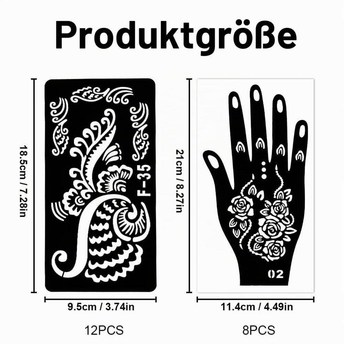 Henna Schablonen Set 20er Pack für Körper & Basteln