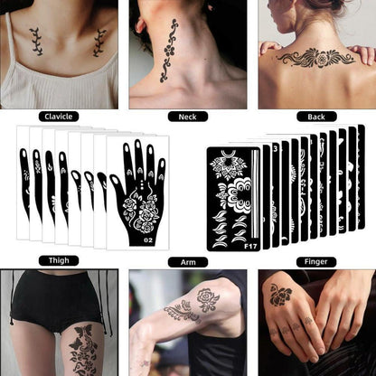 Henna Schablonen Set 20er Pack für Körper & Basteln