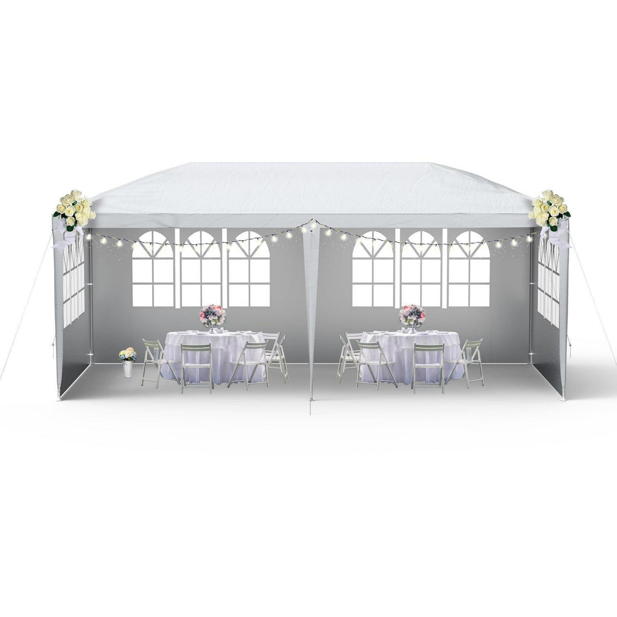3x6m Partyzelt mit Seitenteilen – Gartenpavillon Grau