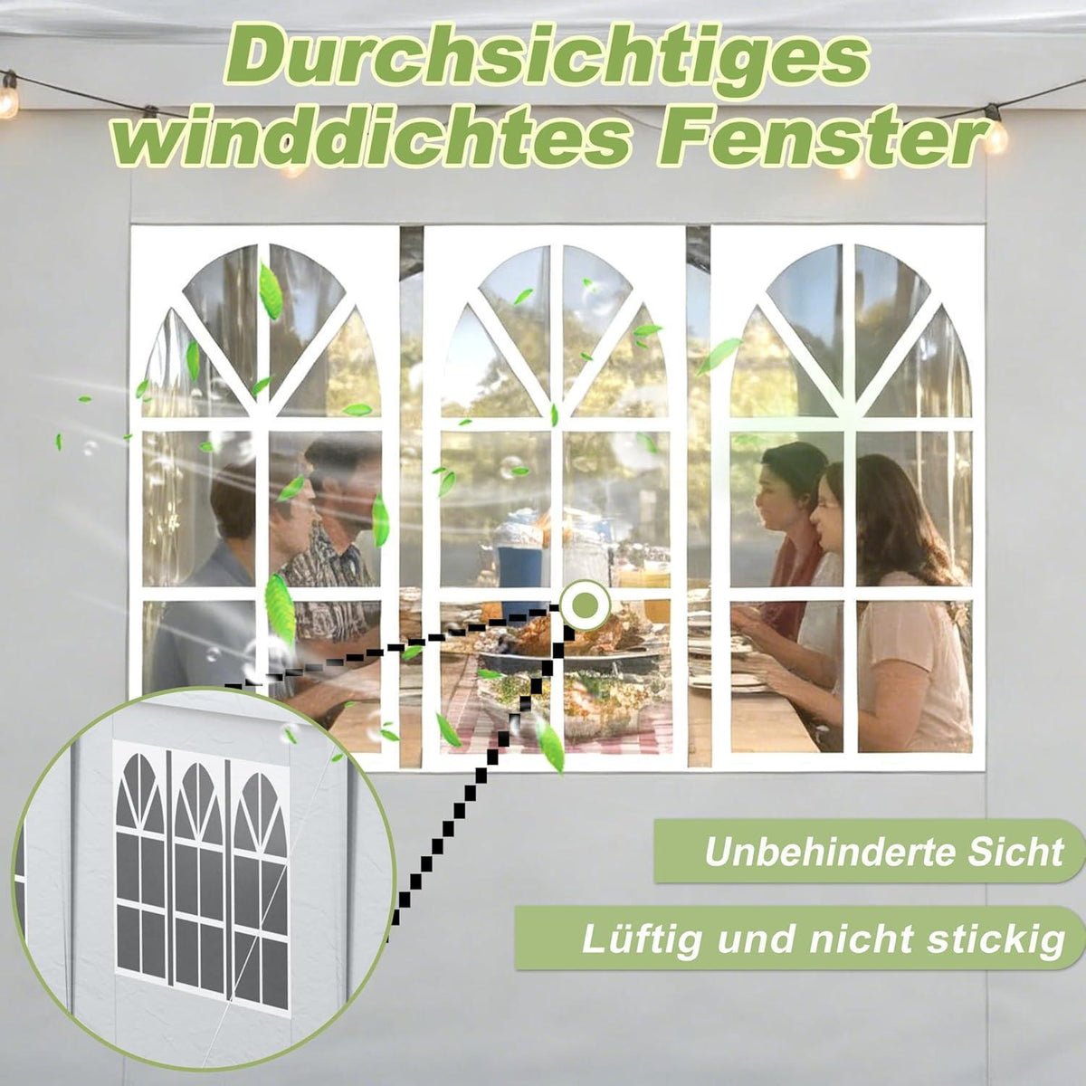 3x6m Partyzelt mit Seitenteilen – Gartenpavillon Grau