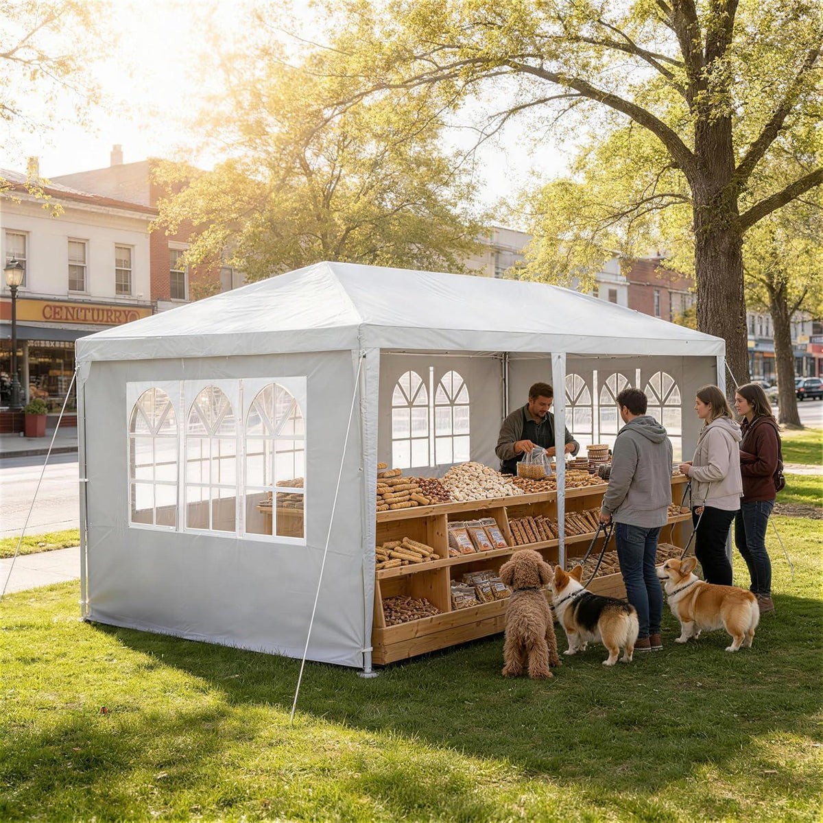 3x6m Partyzelt mit Seitenteilen – Gartenpavillon Grau