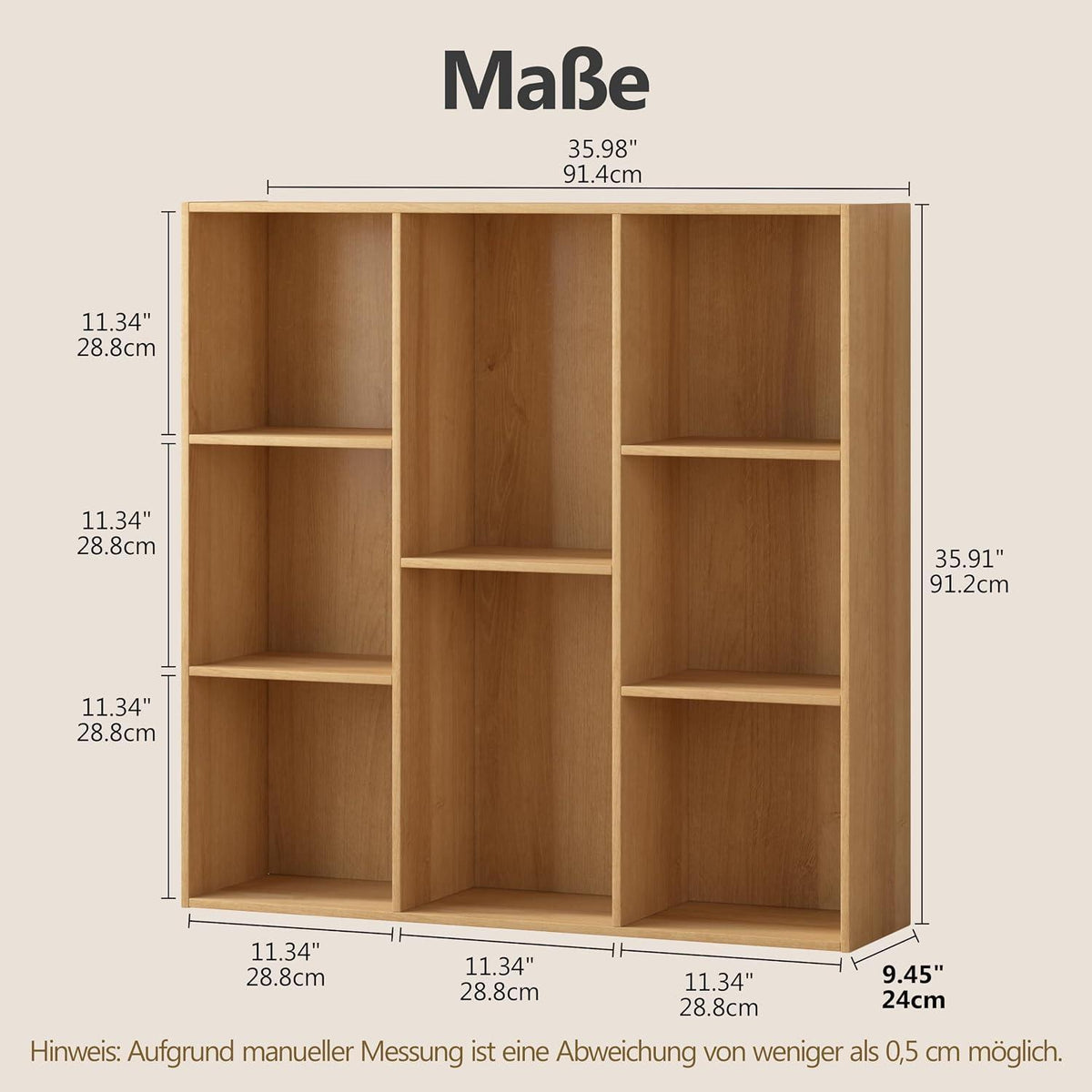 Holz Würfelregal 8 Fächer mit Rückwand – Bücherregal & Raumteiler