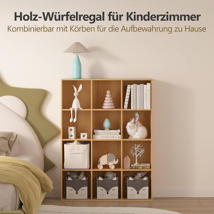 Holz Würfelregal 8 Fächer mit Rückwand – Bücherregal & Raumteiler