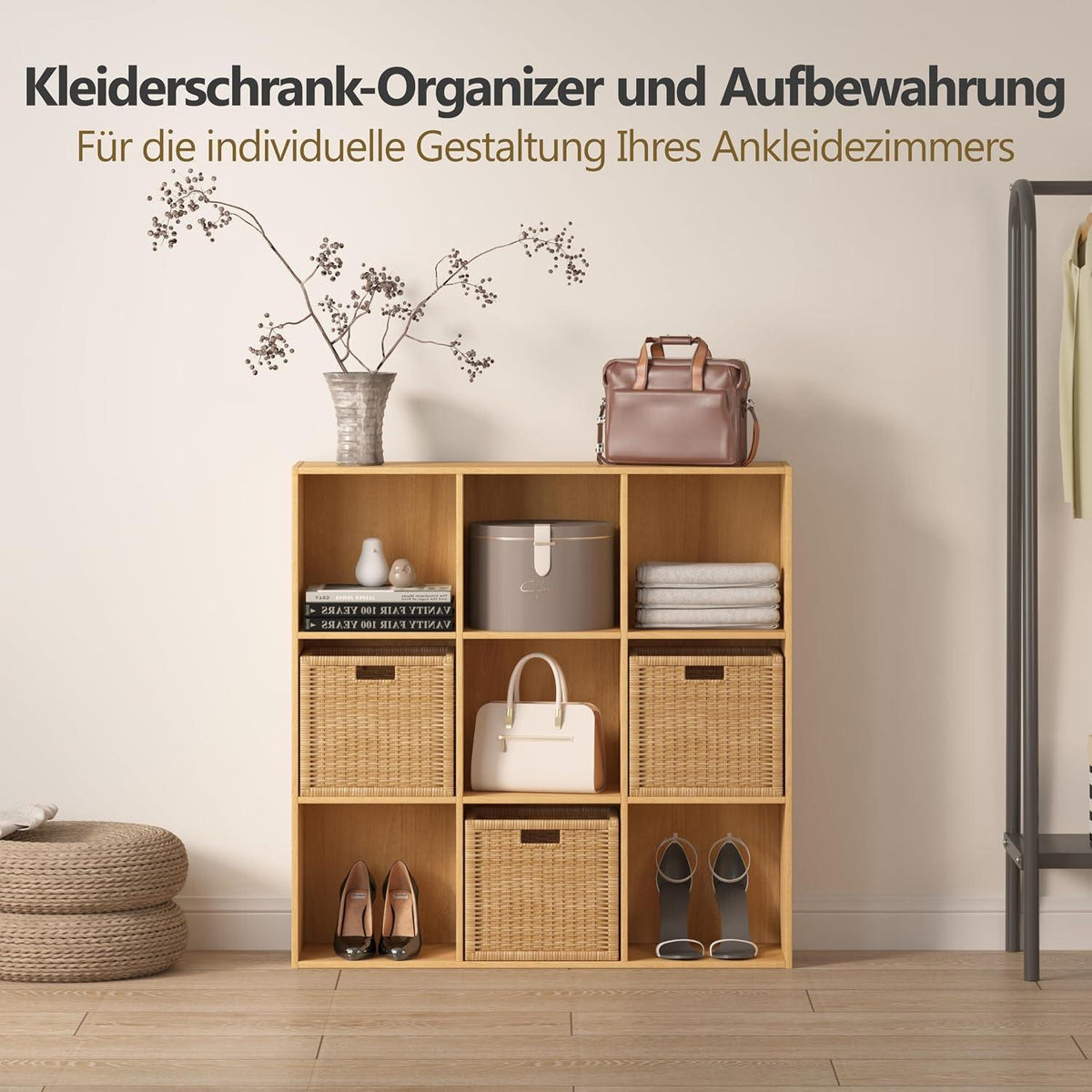 Holz Würfelregal 8 Fächer mit Rückwand – Bücherregal & Raumteiler