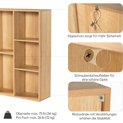 Holz Würfelregal 8 Fächer mit Rückwand – Bücherregal & Raumteiler