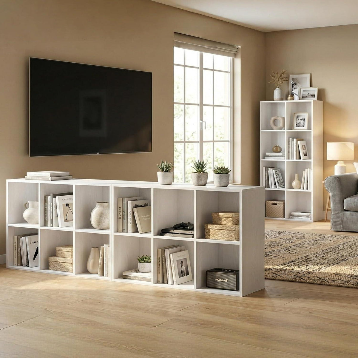 Würfelregal Holz 9 Fächer - Bücherregal & Raumteiler Weiß
