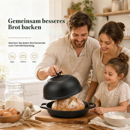 Gusseisen Dutch Oven Schwarz 4.7L Brotbacken & Schmoren