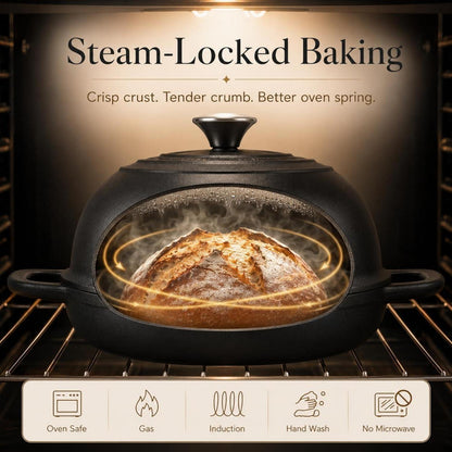 Gusseisen Dutch Oven Schwarz 4.7L Brotbacken & Schmoren