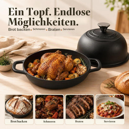 Gusseisen Dutch Oven Schwarz 4.7L Brotbacken & Schmoren