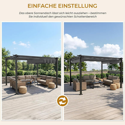 LEADZM Pergola 3x4m – Freistehender Pavillon mit Schiebedach