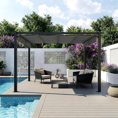 LEADZM Pergola 3x4m – Freistehender Pavillon mit Schiebedach