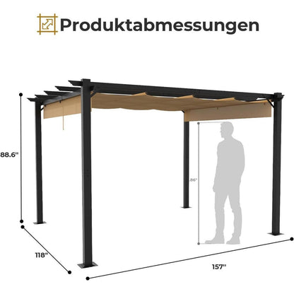LEADZM Pergola 3x4m – Freistehender Pavillon mit Schiebedach