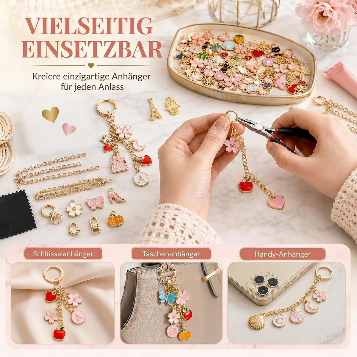 325-teiliges Schmuck Selber Machen Set für Schlüsselanhänger & Taschen