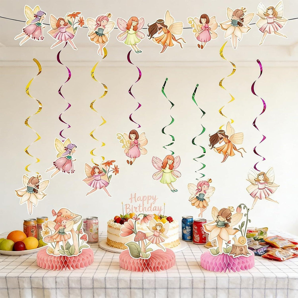 Feen Geburtstag Deko Set | Girlande & Deko für Märchenparty
