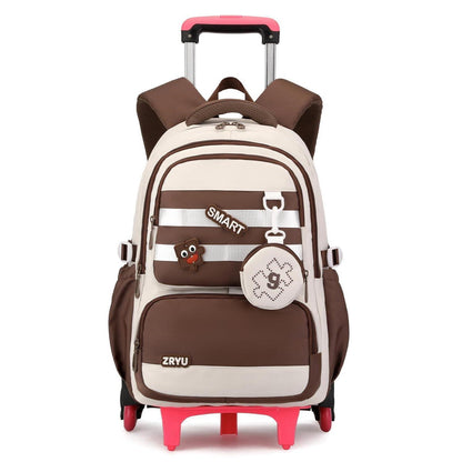 Schultrolley Rucksack Mädchen 3-9 Klasse, Braun, Höhenverstellbar