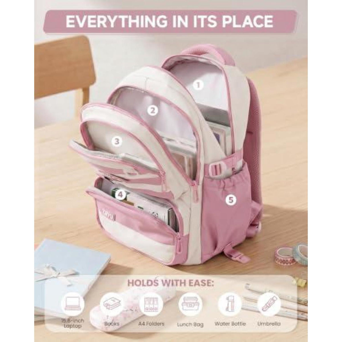 Schultrolley Rucksack Mädchen 3-9 Klasse, Rosa, Abnehmbar & 6 Räder