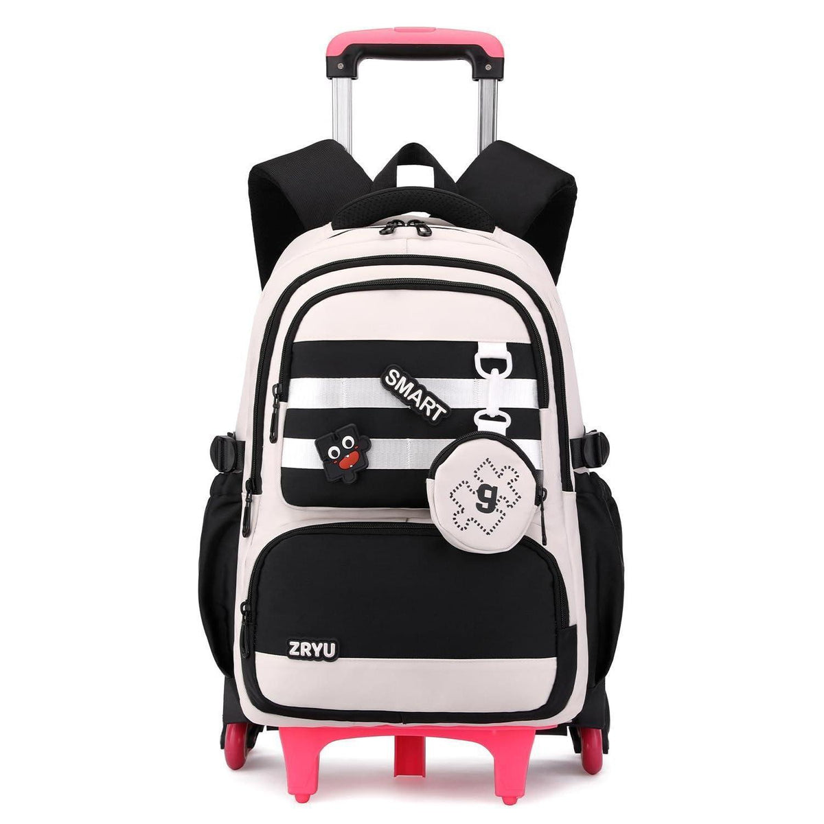 Schultrolley Rucksack Mädchen 3-9 Klasse, Abnehmbar & 6 Räder