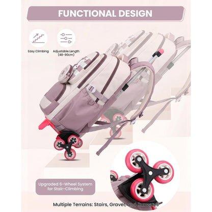 Schultrolley Rucksack Mädchen 3-9 Klasse Lila, Höhenverstellbar