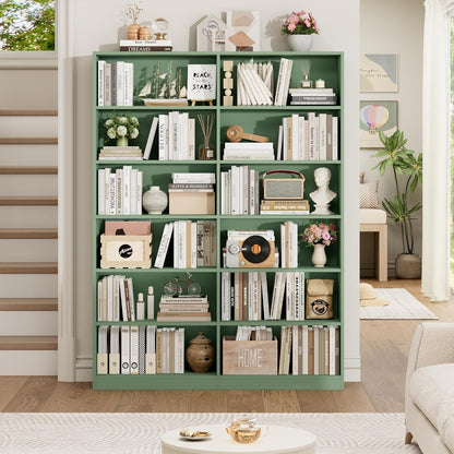 Bücherregal 12 Fächer – Grün, Standregal für Wohnzimmer & Büro