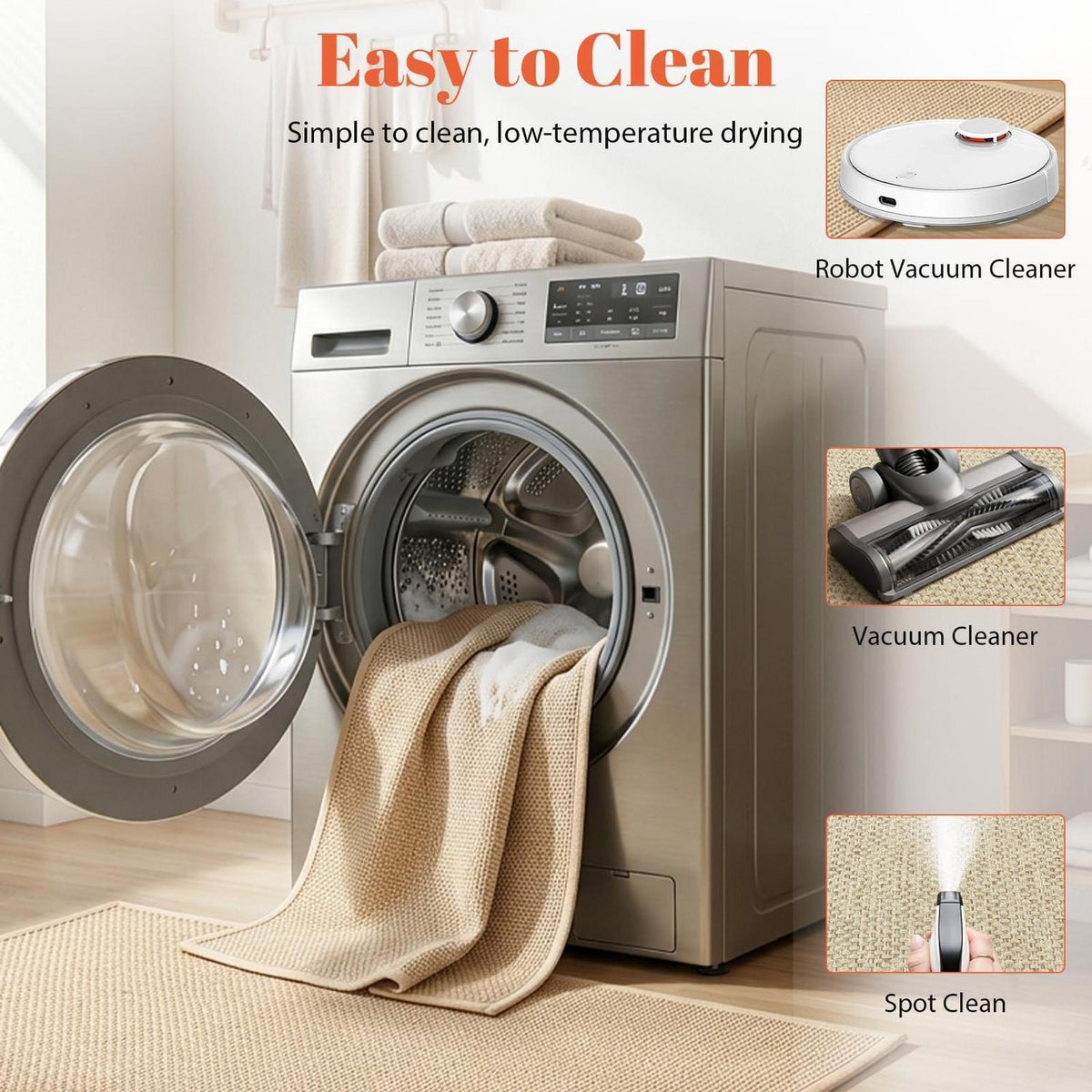 Fußmatte Innen beige 80x120cm – Rutschfest & Waschbar