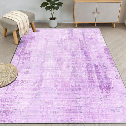 Vintage Teppich Lila 160x200cm – Weicher Kurzflor Teppich Wohnzimmer
