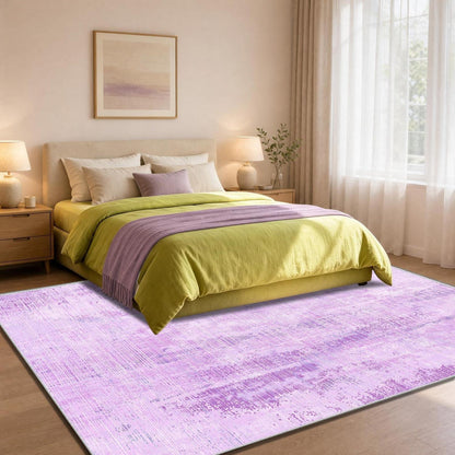 Vintage Teppich Lila 160x200cm – Weicher Kurzflor Teppich Wohnzimmer