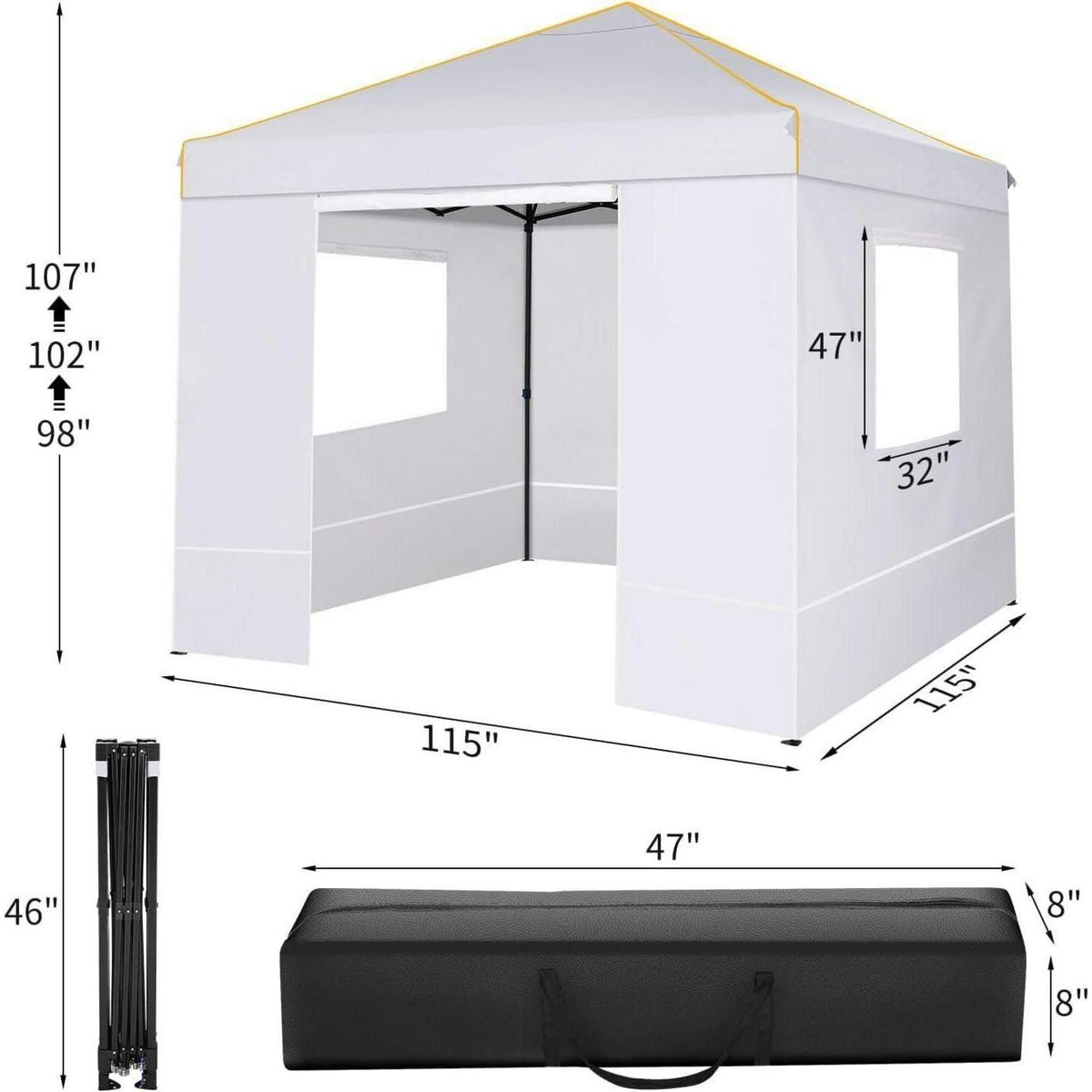 Faltpavillon 3x3m mit Seitenteilen – Wasserdicht & Winterfest
