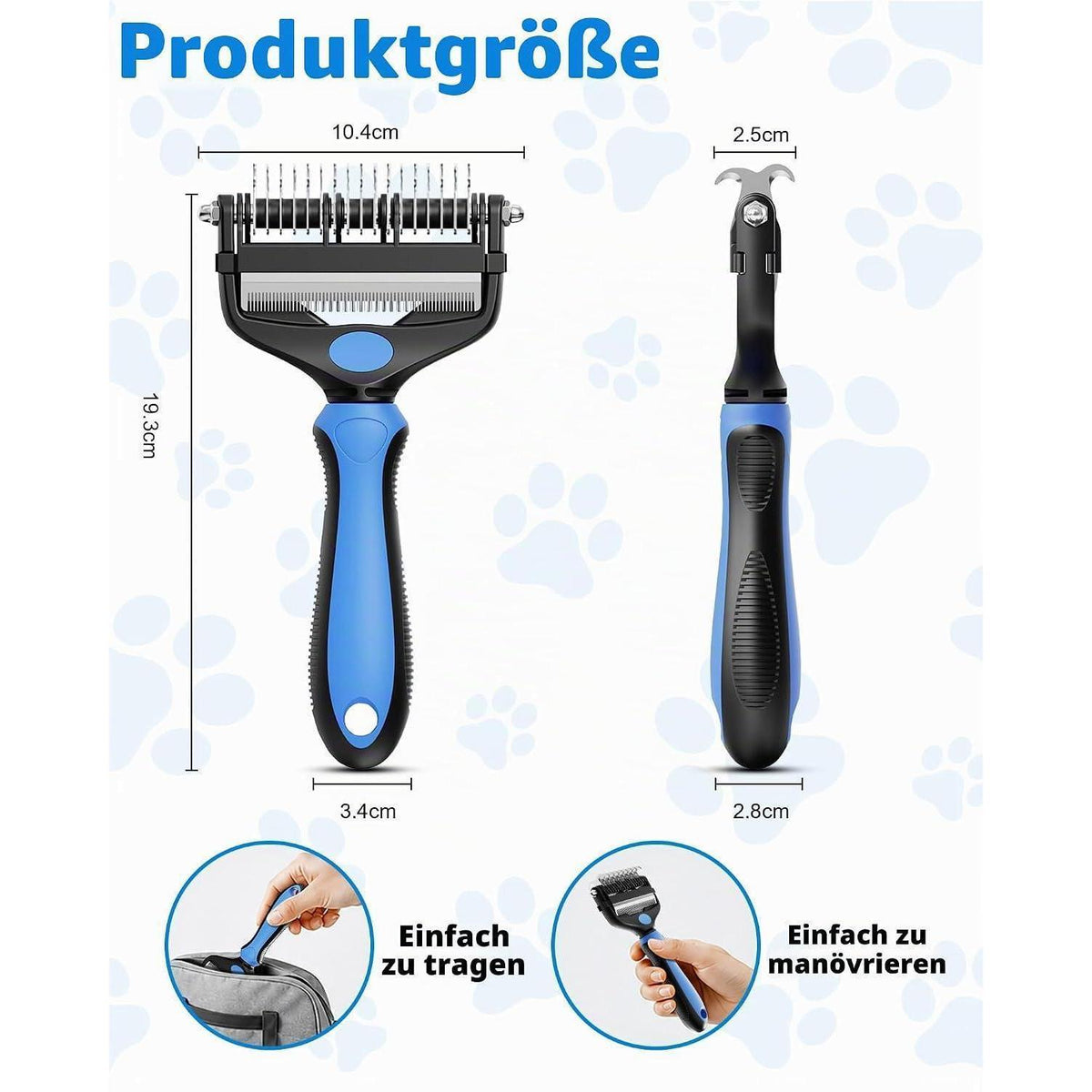 3-in-1 Unterwollbürste für Hunde & Katzen – Fellwechselpflege