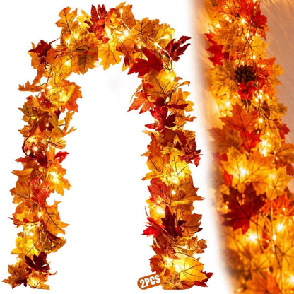 Herbstgirlande Blätterdeko – 2er Set für Zuhause & Garten