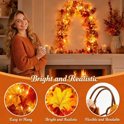 Herbstgirlande Blätterdeko – 2er Set für Zuhause & Garten