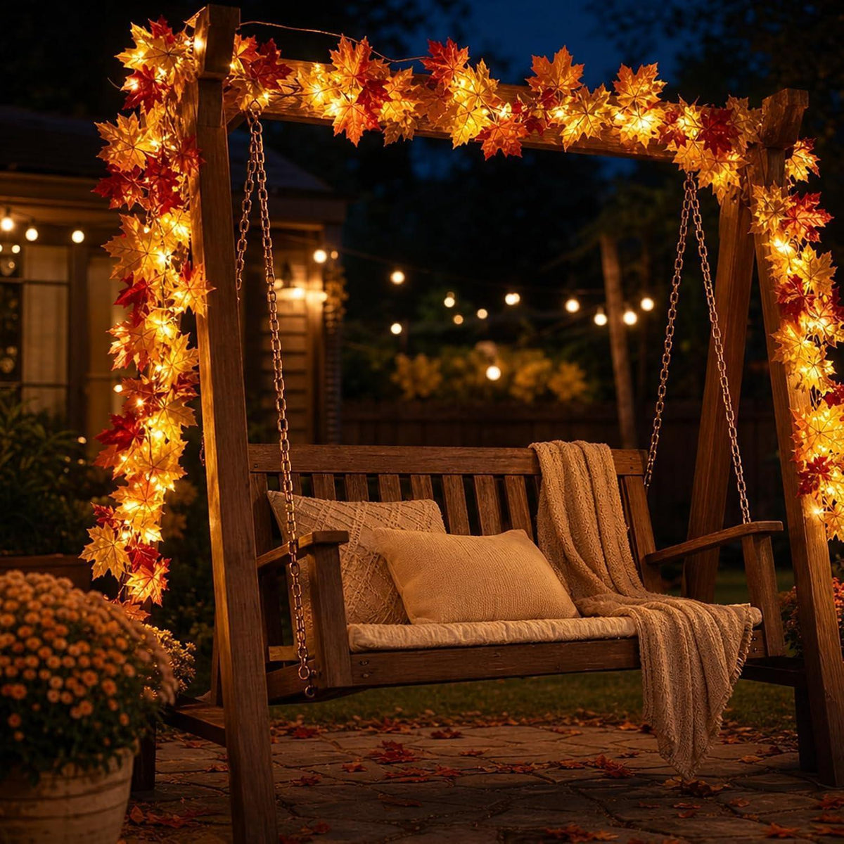 Herbstgirlande Blätterdeko – 2er Set für Zuhause & Garten