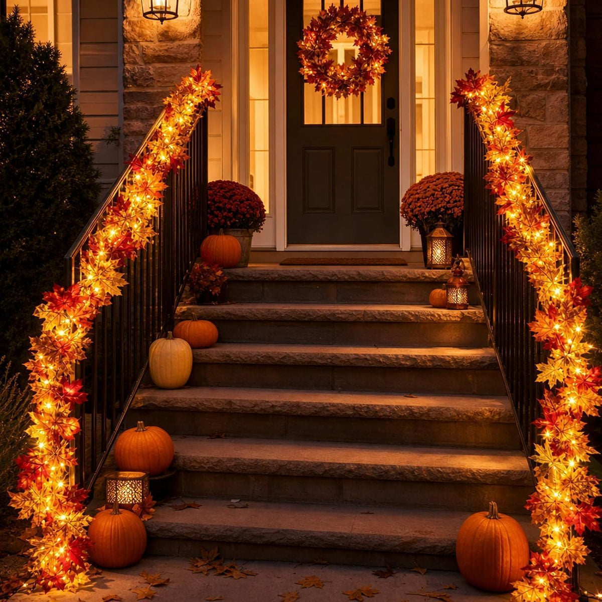 Herbstgirlande Blätterdeko – 2er Set für Zuhause & Garten