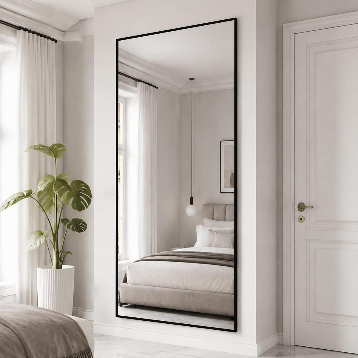 Großer Ganzkörperspiegel 198x89cm – Stand- & Wandspiegel Schwarz